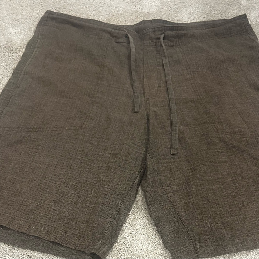 Prana Men’s Brown Flat Front Hemp Cargo Shorts Casual Style Sz. L - Picture 3 of 12